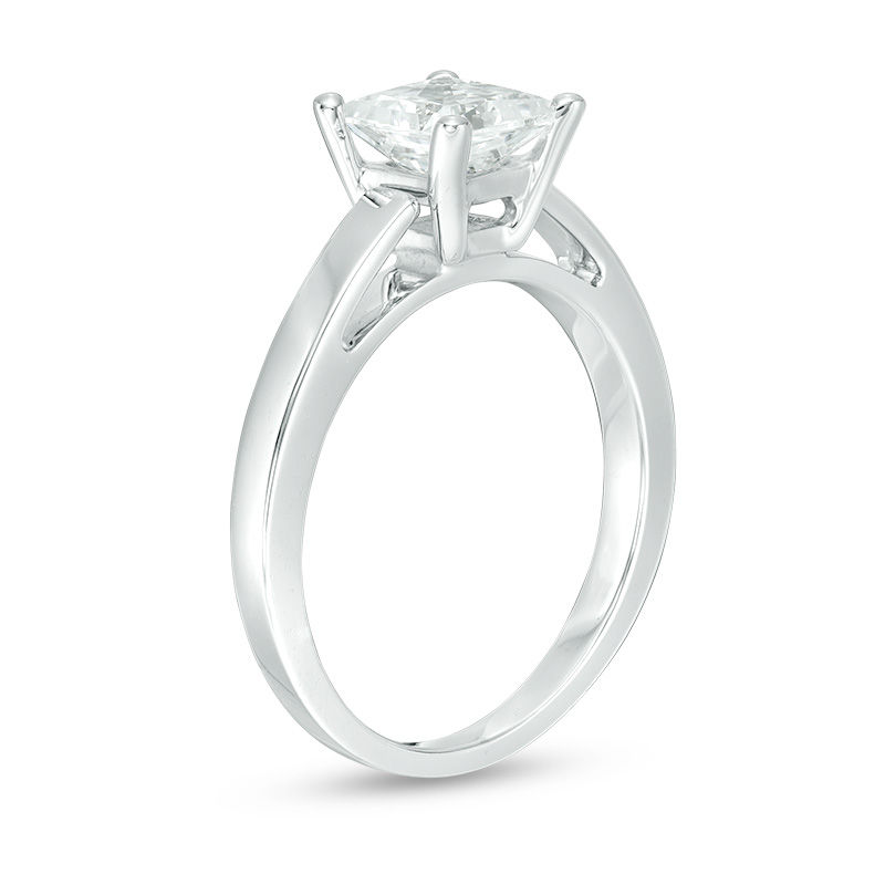 1.00 CT. Certified Princess-Cut Diamond Solitaire Engagement Ring 14K White Gold (I/I2)