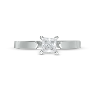 1.00 CT. Certified Princess-Cut Diamond Solitaire Engagement Ring in 14K White Gold (I/I2)
