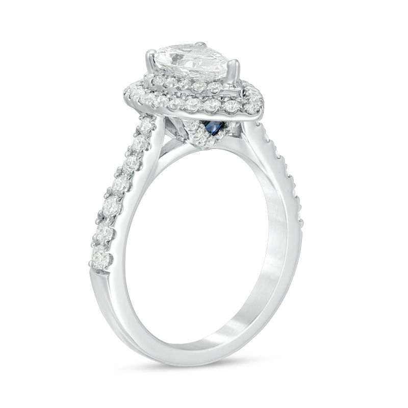 Zales Vera Wang Love Collection 3/4 CT. T.w. Diamond and Blue Sapphire  Frame Engagement Ring in 14K White Gold | Westland Mall