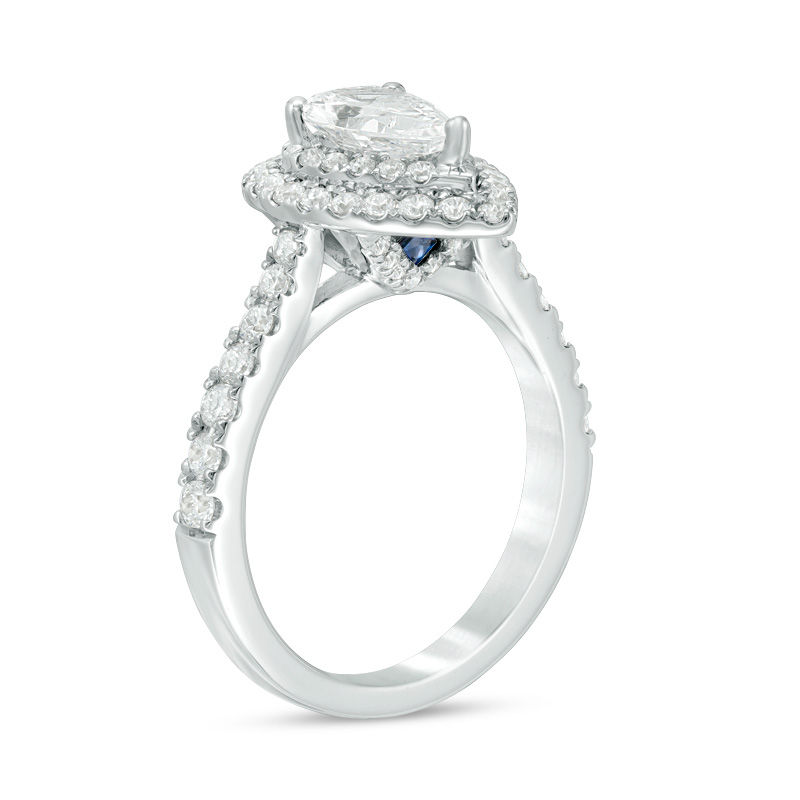 Vera Wang Love Collection 1.69 CT. T.W. Certified Pear-Shaped Diamond Frame Engagement Ring in 14K White Gold (I/SI2)