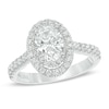 Thumbnail Image 0 of Vera Wang Love Collection 1.58 CT. T.W. Certified Oval Diamond Frame Engagement Ring in 14K White Gold (I/SI2)