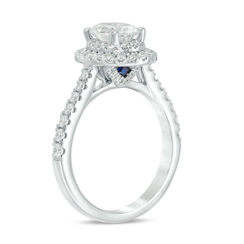 Vera Wang Love Collection 1.58 CT. T.W. Certified Oval Diamond Frame Engagement Ring in 14K White Gold (I/SI2)