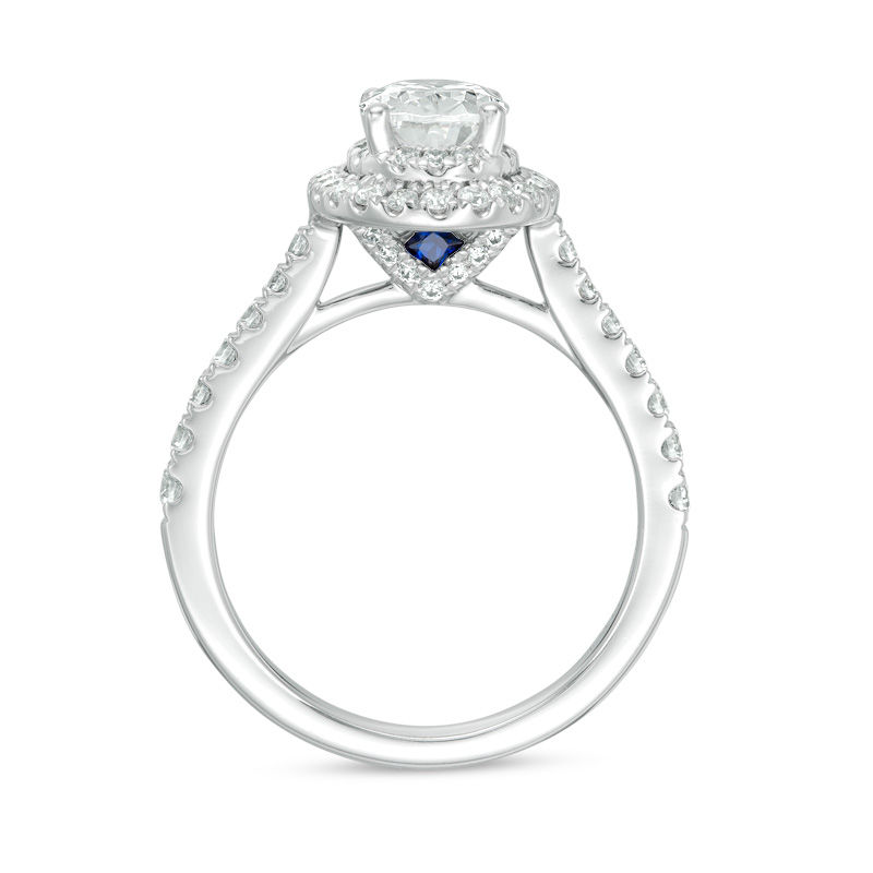 Vera Wang Love Collection 1.58 CT. T.W. Certified Oval Diamond Frame Engagement Ring in 14K White Gold (I/SI2)