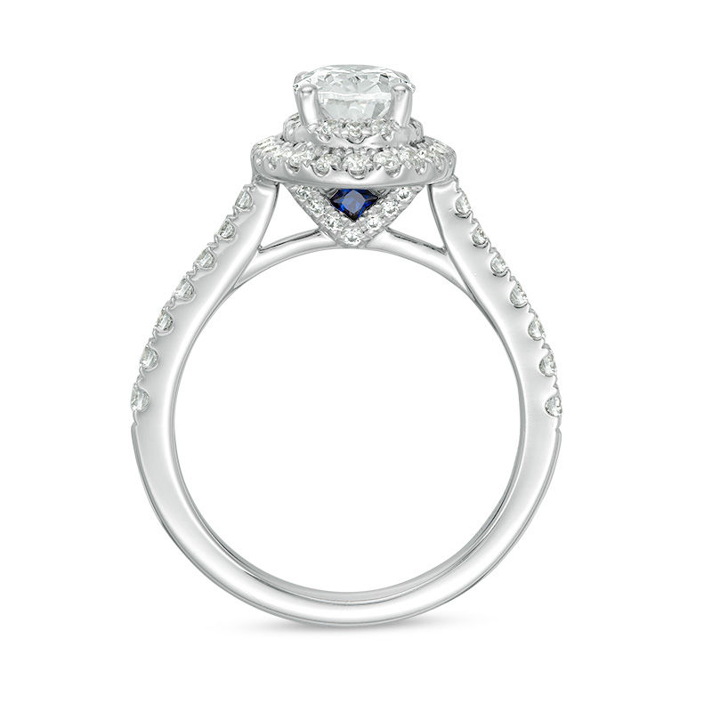 Main Image 3 of Vera Wang Love Collection 1.58 CT. T.W. Certified Oval Diamond Frame Engagement Ring in Platinum (I/SI2)
