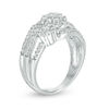 Thumbnail Image 1 of 0.95 CT. T.W. Diamond Three Stone Frame Wave Ring in 10K White Gold