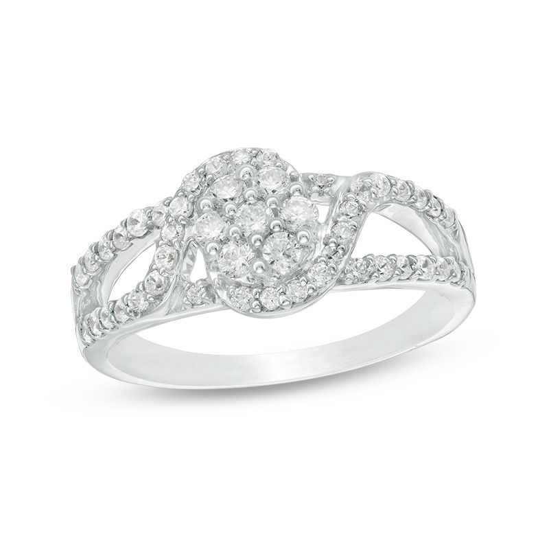 0.45 CT. T.W. Multi-Diamond Bypass Ring in 10K White Gold