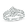 Thumbnail Image 0 of 0.58 CT. T.W. Quad Diamond Tilted Square Frame Multi-Row Ring in 10K White Gold