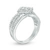 Thumbnail Image 1 of 0.58 CT. T.W. Quad Diamond Tilted Square Frame Multi-Row Ring in 10K White Gold