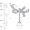 Thumbnail Image 3 of 9.5-10.0mm Freshwater Cultured Pearl and White Sapphire Bow Brooch in Sterling Silver