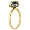 Thumbnail Image 2 of 5.5-6.0mm Button White and Dyed Black Freshwater Cultured Pearl Bypass Ring in 10K Gold