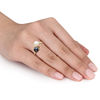 Thumbnail Image 4 of 5.5-6.0mm Button White and Dyed Black Freshwater Cultured Pearl Bypass Ring in 10K Gold