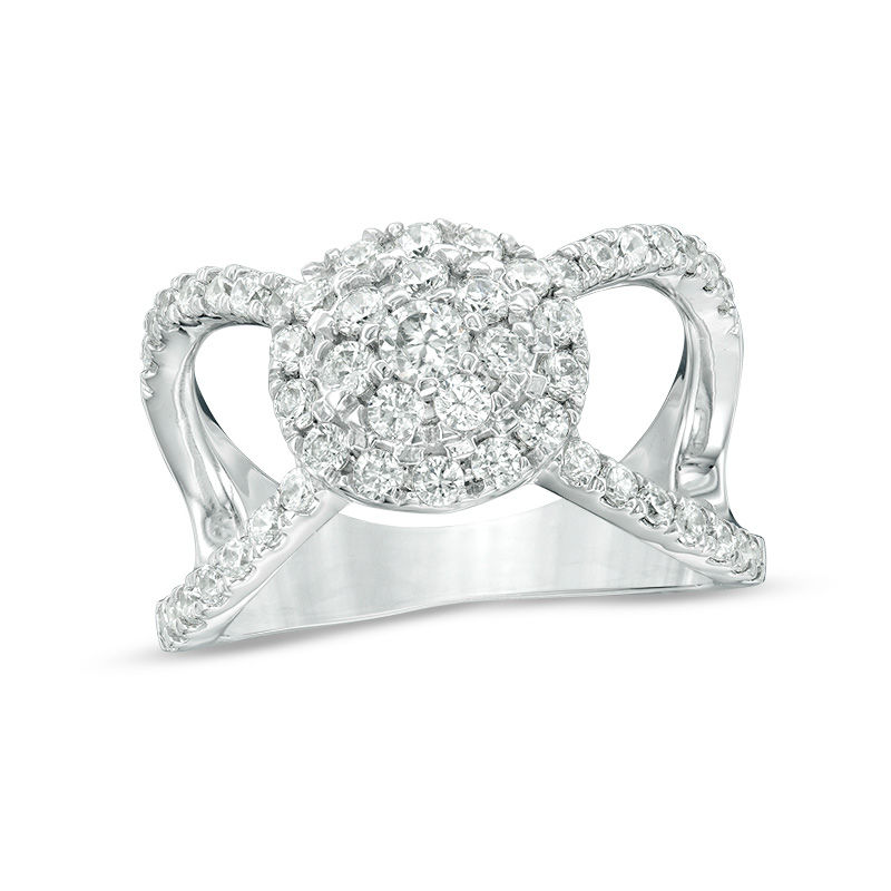 0.95 CT. T.W. Diamond Double Frame Split Shank Ring in 10K White Gold|Peoples Jewellers
