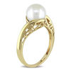 Thumbnail Image 1 of 8.0 - 8.5mm Cultured Freshwater Pearl and Scroll Bypass Ring in 10K Gold