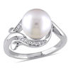 Thumbnail Image 1 of 9.0-9.5mm Freshwater Cultured Pearl and 0.07 CT. T.W. Diamond Loop Ring in 10K White Gold
