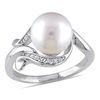 Thumbnail Image 0 of 9.0 - 9.5mm Cultured Freshwater Pearl and 0.07 CT. T.W. Diamond Loop Ring in 10K White Gold