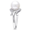 Thumbnail Image 2 of 9.0-9.5mm Freshwater Cultured Pearl and 0.07 CT. T.W. Diamond Loop Ring in 10K White Gold