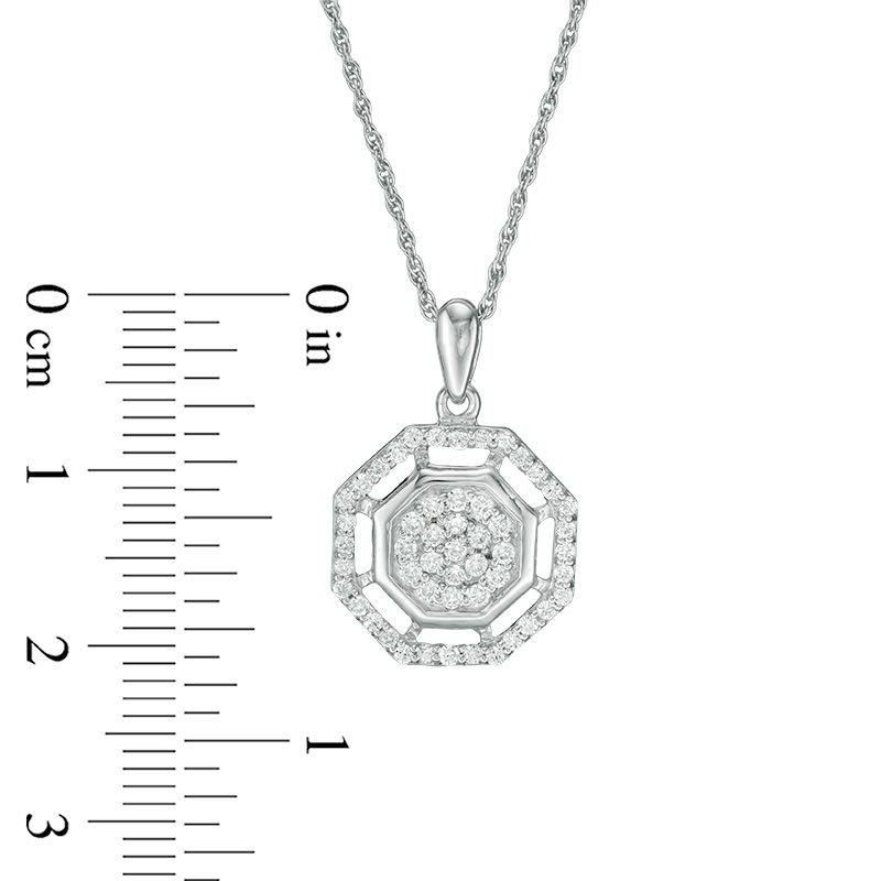 0.29 CT. T.W. Multi-Diamond Octagon Frame Pendant in 10K White Gold