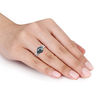 Thumbnail Image 4 of 7.5-8.0mm Dyed Black Freshwater Cultured Pearl and Diamond Accent Leaf Crossover Shank Ring in 10K White Gold