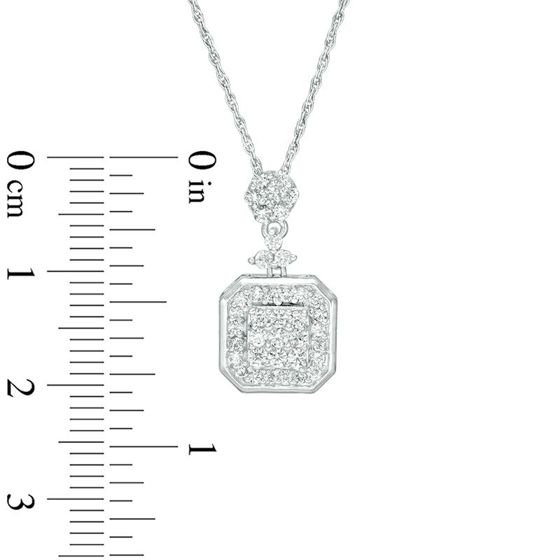 0.37 CT. T.W. Multi-Diamond Square Pendant in 10K White Gold