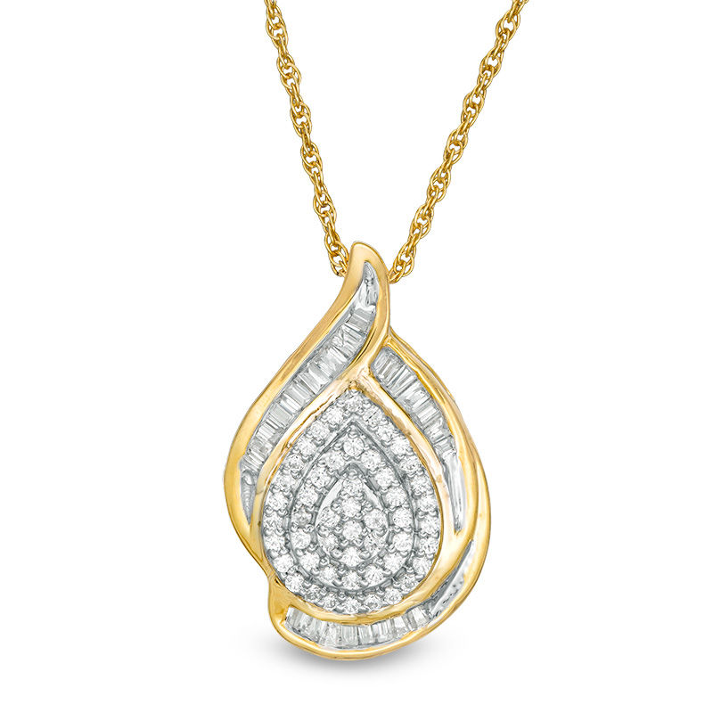 0.45 CT. T.W. Multi-Diamond Teardrop Pendant in 10K Gold|Peoples Jewellers