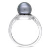 Thumbnail Image 3 of 8.5-9.0mm Black Tahitian Cultured Pearl and 0.07 CT. T.W. Diamond Loop Ring in 14K White Gold