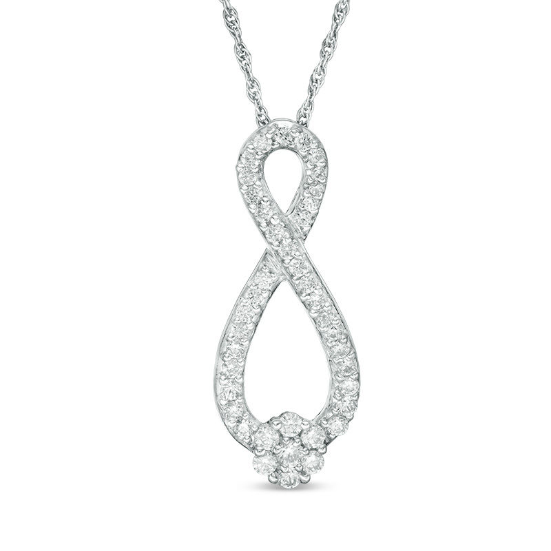 0.45 CT. T.W. Multi-Diamond Infinity Pendant in 10K White Gold