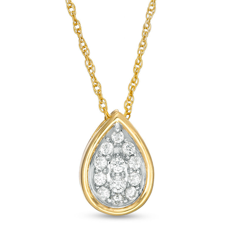 0.29 CT. T.W. Multi-Diamond Teardrop Pendant in 10K Gold|Peoples Jewellers