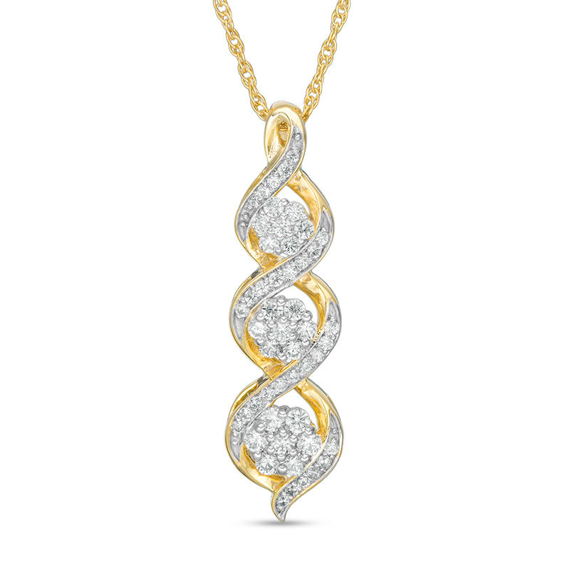 0.37 CT. T.W. Composite Diamond Three Stone Twist Pendant in 10K Gold|Peoples Jewellers