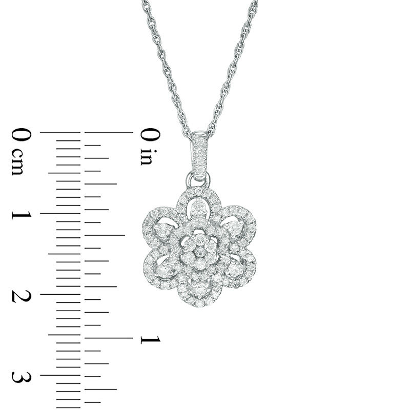 0.45 CT. T.W. Multi-Diamond Flower Pendant in 10K White Gold