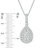 Thumbnail Image 1 of 0.95 CT. T.W. Multi-Diamond Double Teardrop Frame Pendant in 10K White Gold