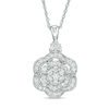 Thumbnail Image 0 of 0.95 CT. T.W. Multi-Diamond Flower Pendant in 10K White Gold