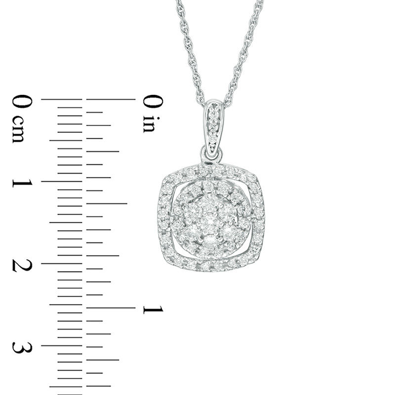 0.45 CT. T.W. Diamond Cushion Frame Pendant in 10K White Gold