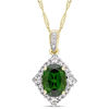 Thumbnail Image 1 of Oval Chrome Diopside, White Sapphire and 0.09 CT. T.W. Diamond Frame Pendant in 14K Gold - 17"