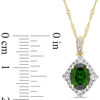 Thumbnail Image 2 of Oval Chrome Diopside, White Sapphire and 0.09 CT. T.W. Diamond Frame Pendant in 14K Gold - 17"