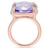Thumbnail Image 2 of 15.0mm Faceted Cushion-Cut Rose de France Amethyst and White Sapphire Ring in 14K Rose Gold