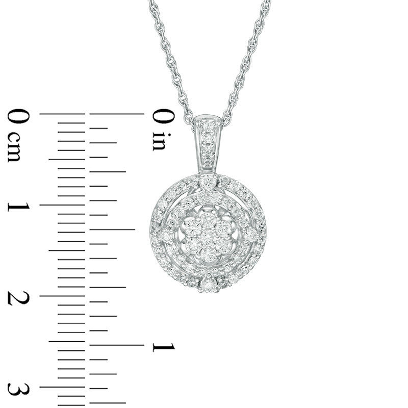 Main Image 2 of 0.45 CT. T.W. Multi-Diamond Double Frame Pendant in 10K White Gold