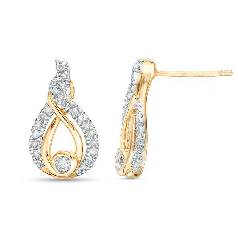Main Image 2 of Interwoven™ 0.23 CT. T.W. Diamond Drop Earrings in 10K Gold