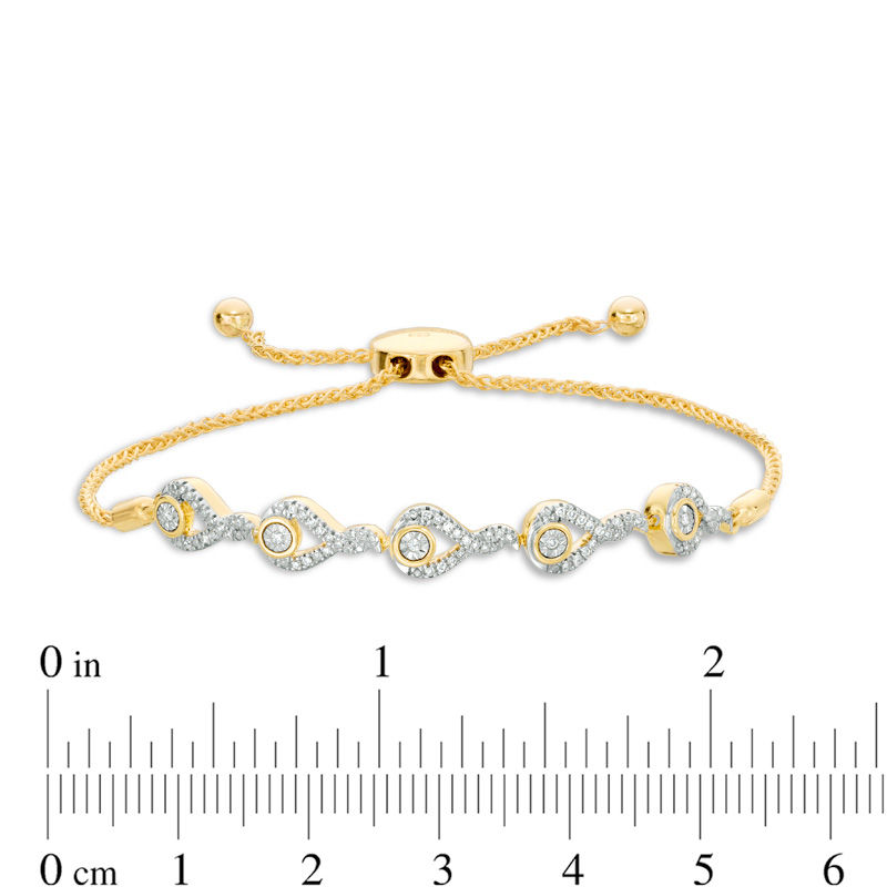 Main Image 3 of Interwoven™ 0.15 CT. T.W. Diamond Bolo Bracelet in 10K Gold - 9.5"
