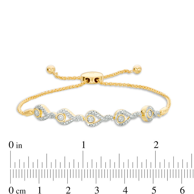 Interwoven™ 0.15 CT. T.W. Diamond Bolo Bracelet in 10K Gold - 9.5"