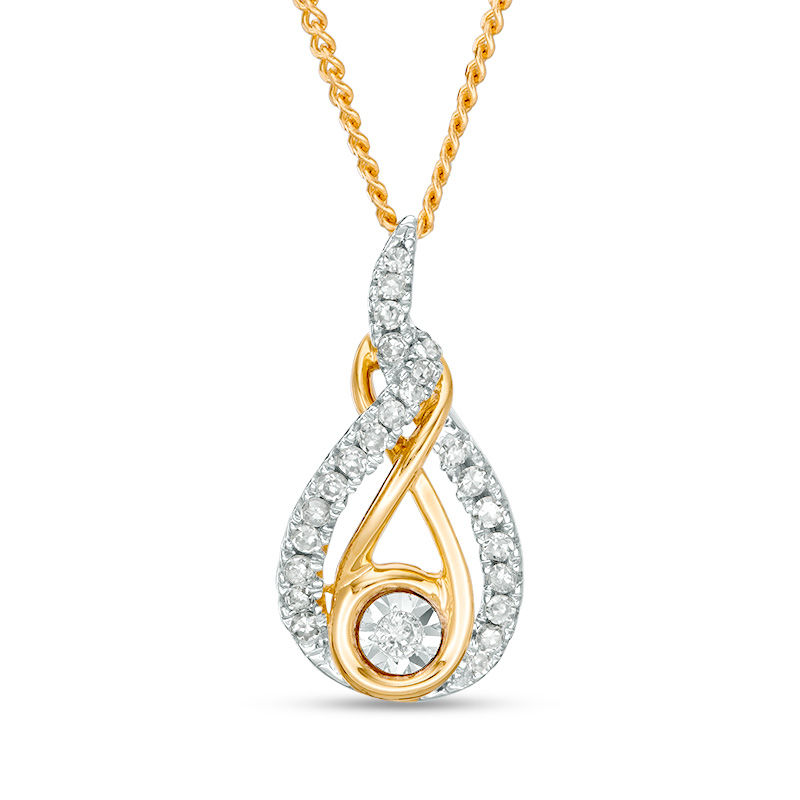 Interwoven™ 0.09 CT. T.W. Diamond Pendant in 10K Gold - 19"