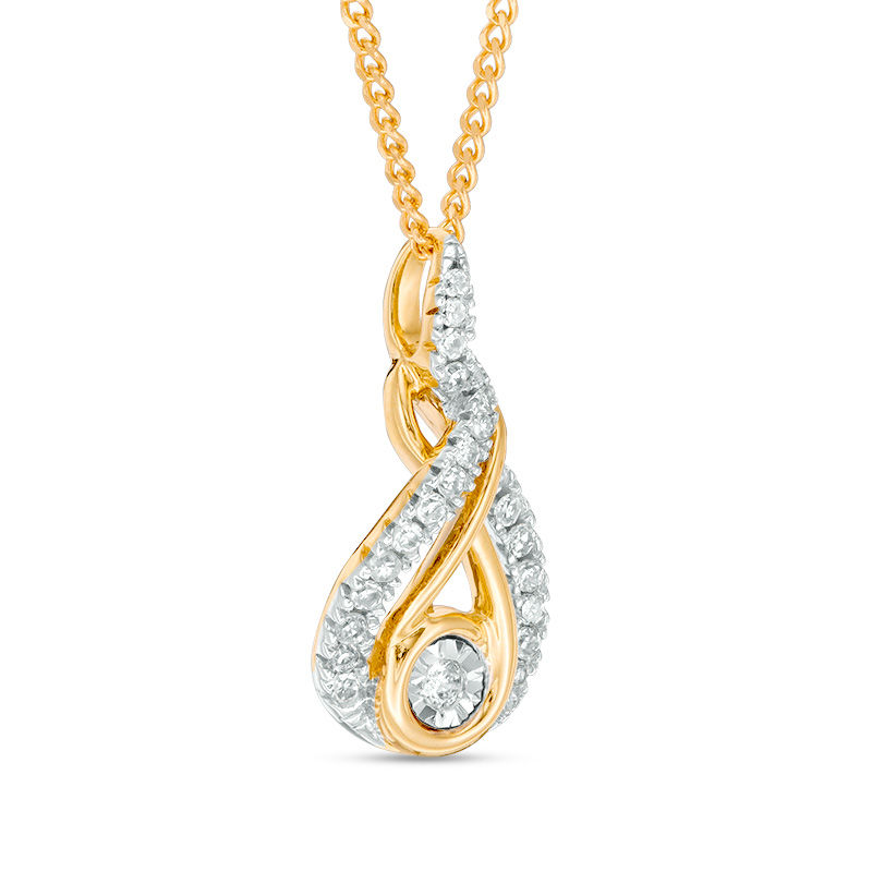 Interwoven™ 0.09 CT. T.W. Diamond Pendant in 10K Gold - 19"