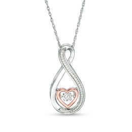Unstoppable Love™ 0.04 CT. T.W. Diamond Heart Infinity Pendant in Sterling Silver and 10K Rose Gold