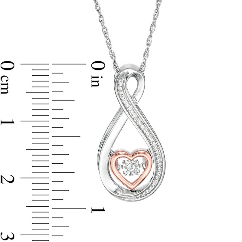 Main Image 2 of Unstoppable Love™ 0.04 CT. T.W. Diamond Heart Infinity Pendant in Sterling Silver and 10K Rose Gold