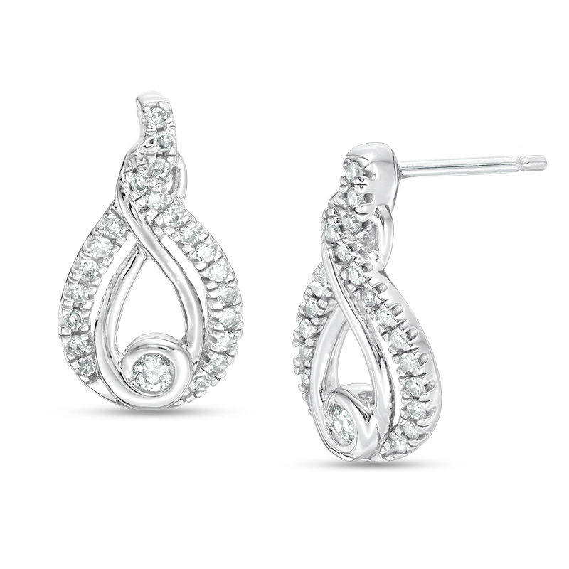 Main Image 1 of Interwoven™ 0.23 CT. T.W. Diamond Drop Earrings in 10K White Gold