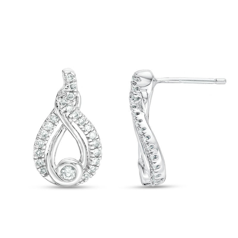 Main Image 2 of Interwoven™ 0.23 CT. T.W. Diamond Drop Earrings in 10K White Gold