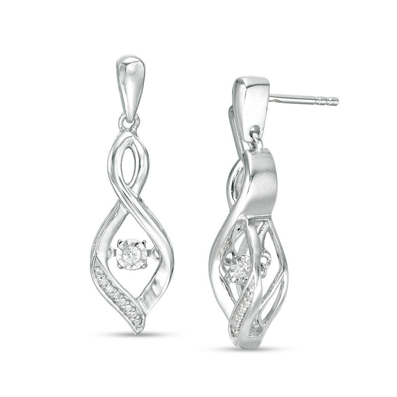 Unstoppable Love™ 0.085 CT. T.W. Diamond Flame Drop Earrings in Sterling Silver|Peoples Jewellers