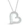 0.18 CT. T.W. Diamond Tilted Double Heart Pendant in Sterling Silver