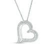 Thumbnail Image 1 of 0.18 CT. T.W. Diamond Tilted Double Heart Pendant in Sterling Silver