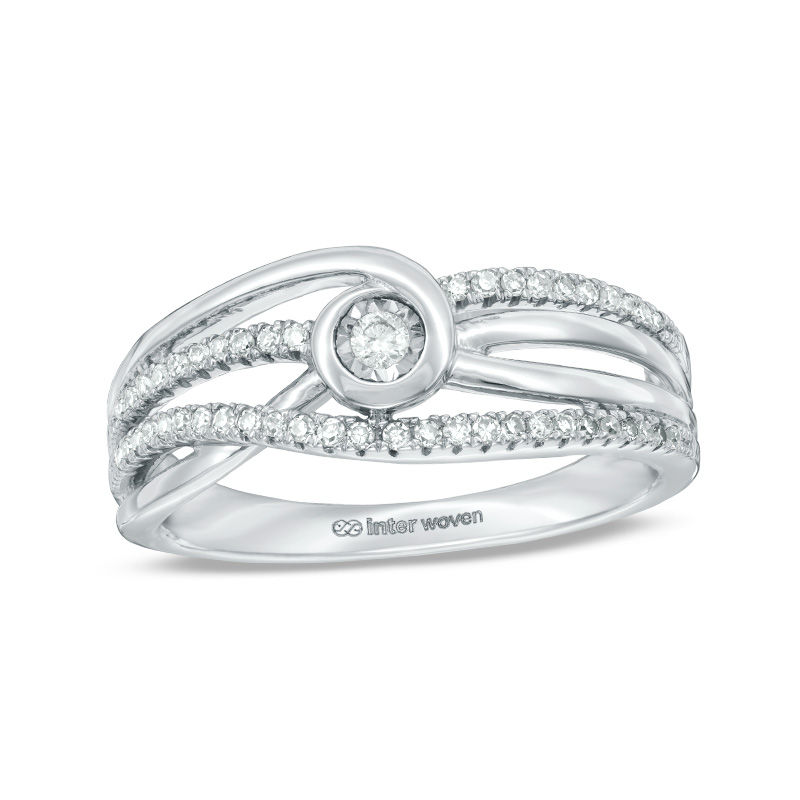 Main Image 1 of Interwoven™ 0.20 CT. T.W. Diamond Promise Ring in 10K White Gold - Size 7