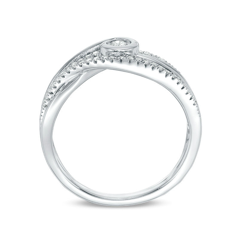 Main Image 2 of Interwoven™ 0.20 CT. T.W. Diamond Promise Ring in 10K White Gold - Size 7